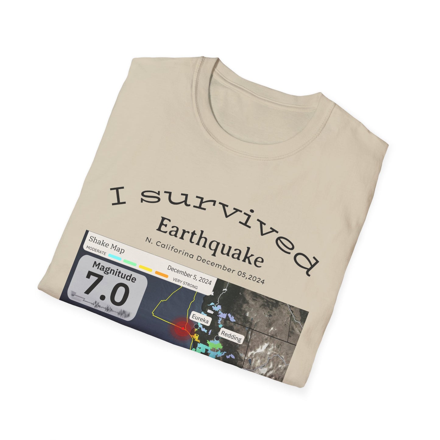 I survived Earthquake N. California December 5, 2024, Unisex Softstyle T-Shirt