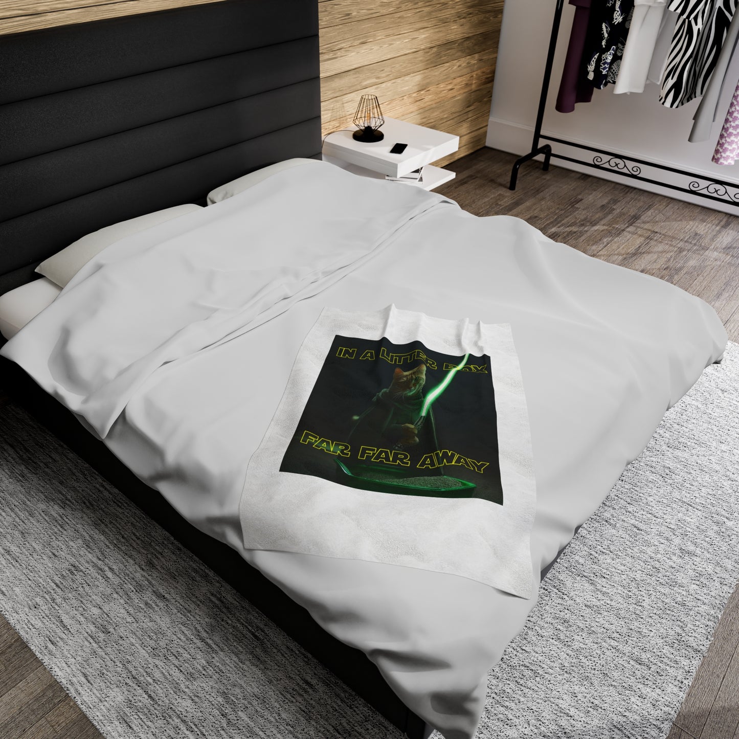 STAR WARS CAT IN A LITTER BOX FAR FAR AWAY Velveteen Plush Blanket
