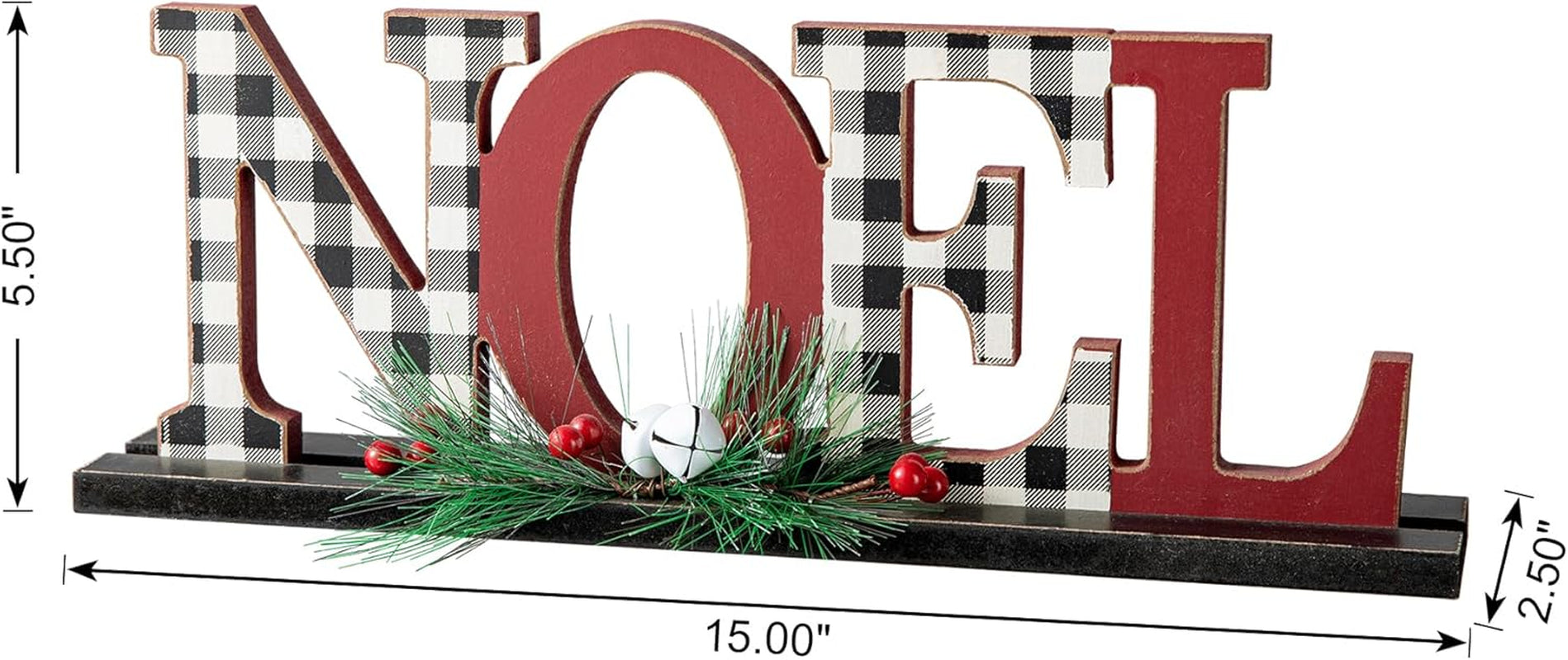 Wooden Noel Christmas Table Centerpiece Decoration, 14.96 Inches Noel Decorative Display Sign on Table Fireplace, Rustic Xmas Table Desk Decor for Home and Kitchen