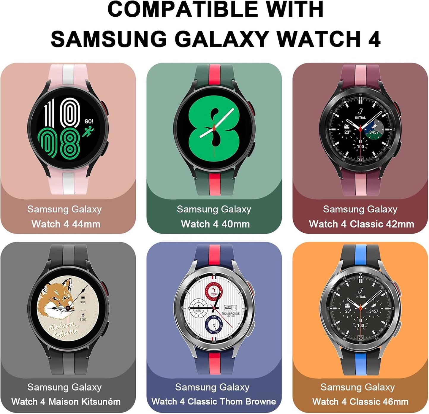 Compatible with Samsung Galaxy Watch 4 Band，Soft Silicone Sports Strap for Galaxy Watch 4 40Mm 44Mm / Galaxy Watch 4 Classic 42Mm 46Mm / Galaxy Watch 3 41Mm Smartwatch