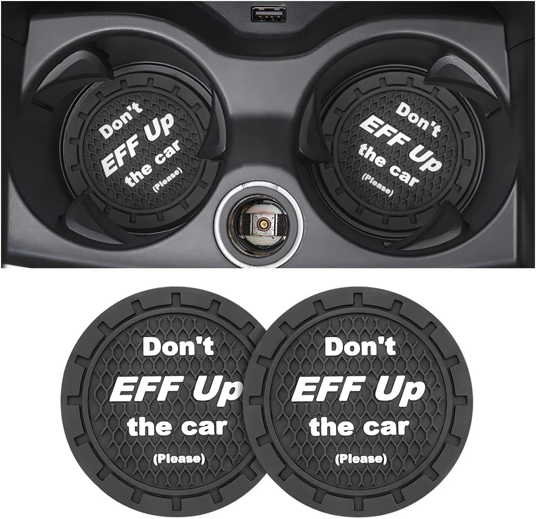 2 Pack Car Cup Holder Coasters, 2.75 Inch Non-Slip PVC Insert Cup Coaster, Anti-Scratch Auto Cup Mats for Women Men, Vehicle Interior Accessories Universal for Car, SUV, Truck (D Blue/2Pcs) TRUCK DRIVER
