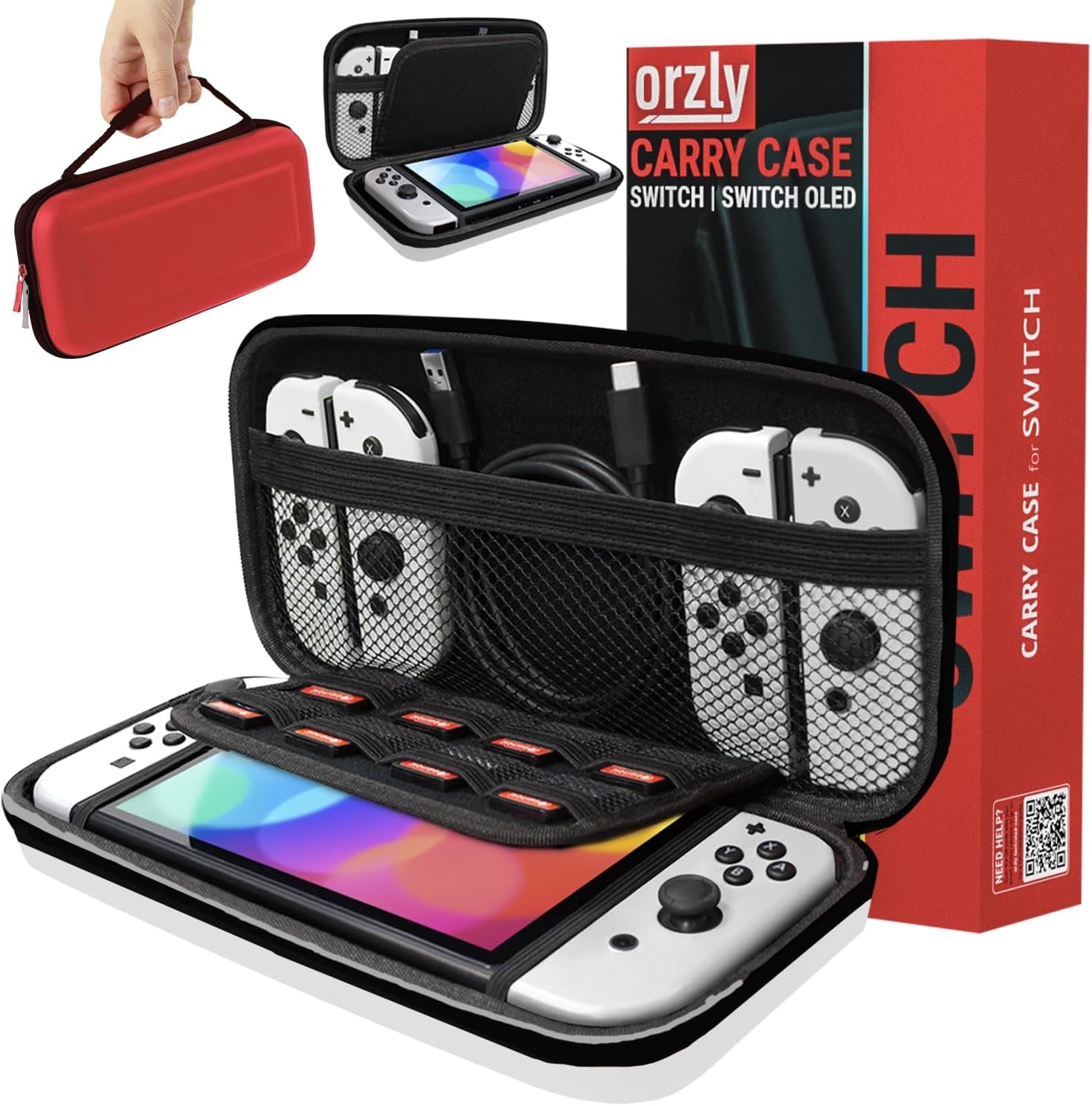 Carry Case Compatible with Nintendo Switch and New Switch OLED Console -Protective Hard Portable Travel Carry Case Shell Pouch with Pockets for Accessories and Games