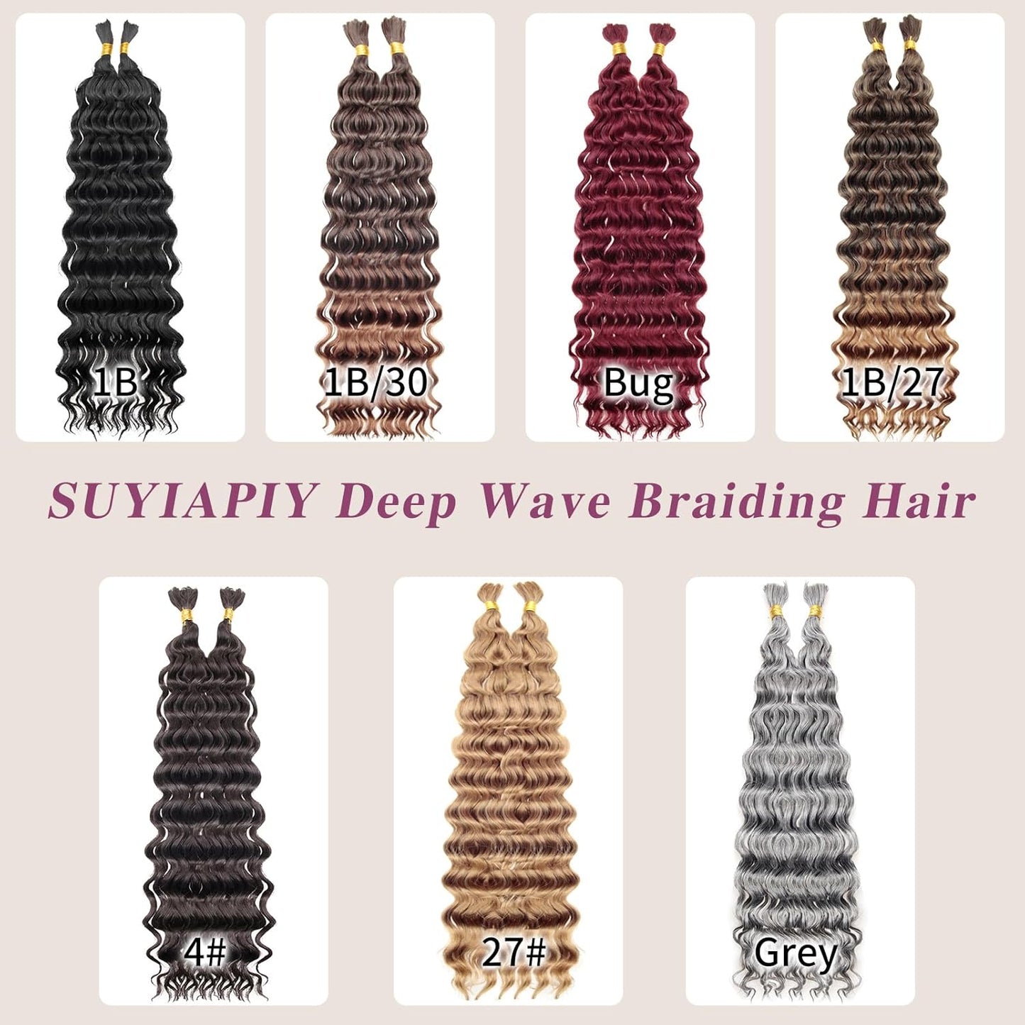 Boho Hair for Braiding Deep Wave Bulk for Braiding Curly Braiding Hair Wet and Wavy Braiding Hair Deep Water Wave Braiding Hair Extensions for Black Women (4#, 18 Inch)