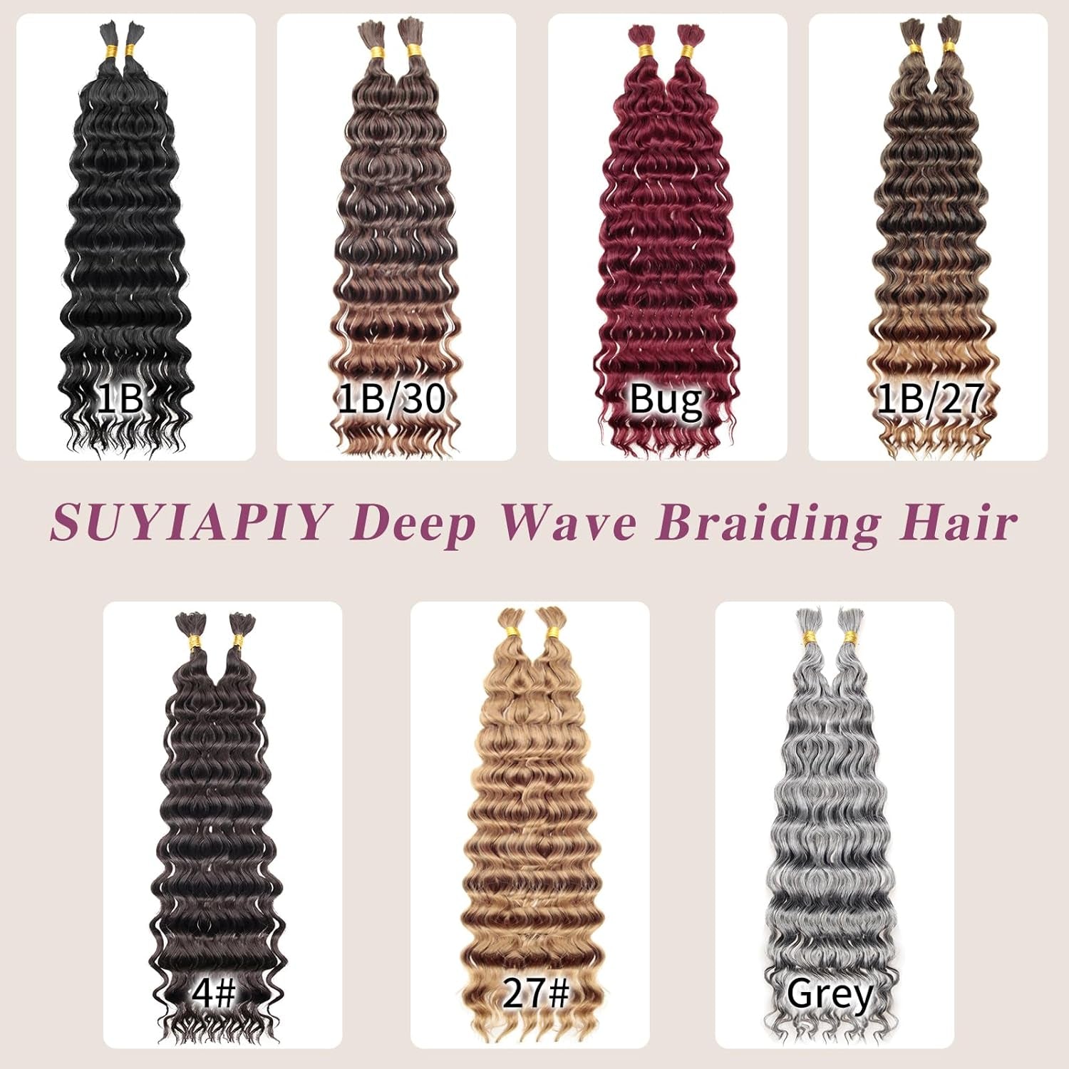 Boho Hair for Braiding Deep Wave Bulk for Braiding Curly Braiding Hair Wet and Wavy Braiding Hair Deep Water Wave Braiding Hair Extensions for Black Women (4#, 18 Inch)