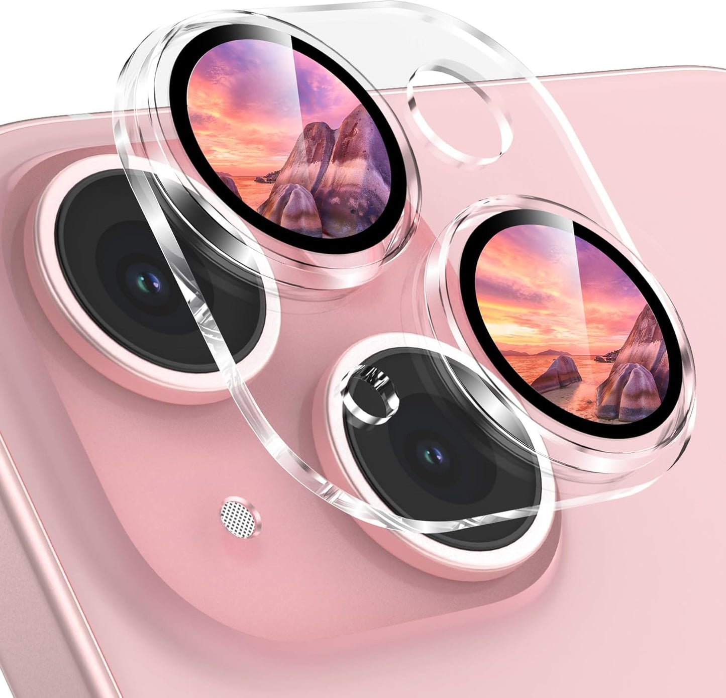 for Iphone 16 Plus/Iphone 16 Camera Lens Protector, Individual anti Scratch Metal Ring Tempered Glass Camera Screen Protector for Iphone 16 Accessories, Case Friendly (Teal)