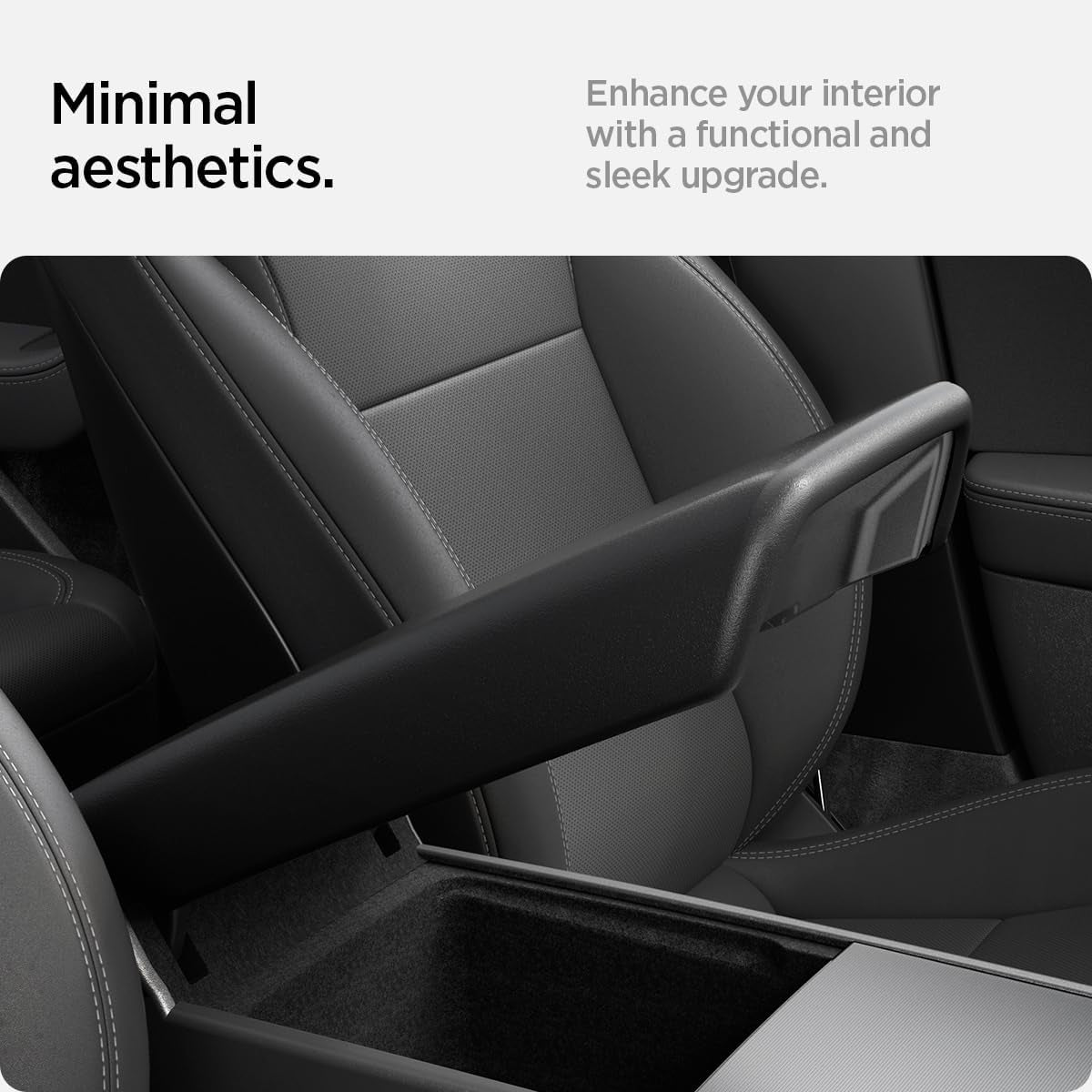 Center Console Non-Slip Armrest Cover Designed for Tesla Model 3 2024 Refresh (Highland) with EZ Snap on Instant Install - Black