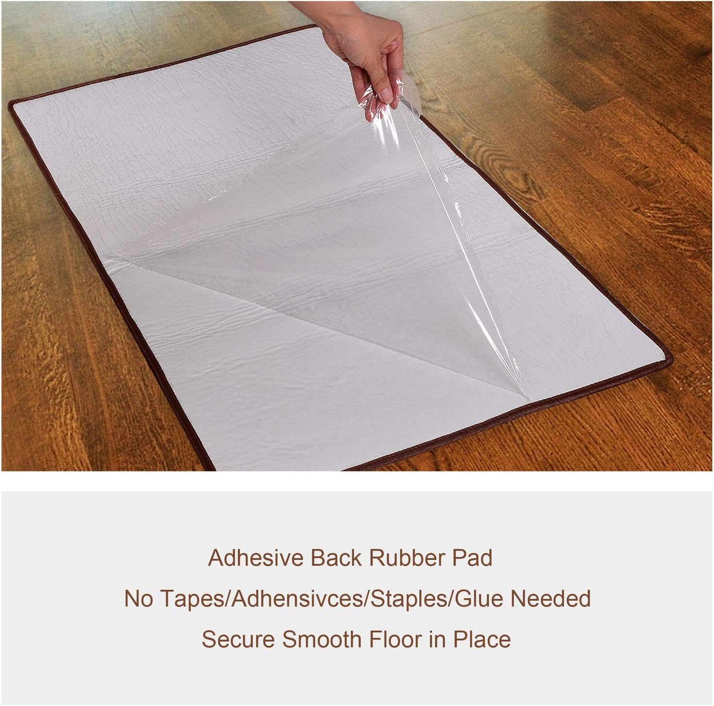 Carpet Stair Tread Landing Mat Tape Free Self Adhesive Non Slip Skid Resistant Indoor Doormat Area Rug Floor Mat for Kitchen Bathroom Workstations Washable Rectangle 2' X 3' (Brown)