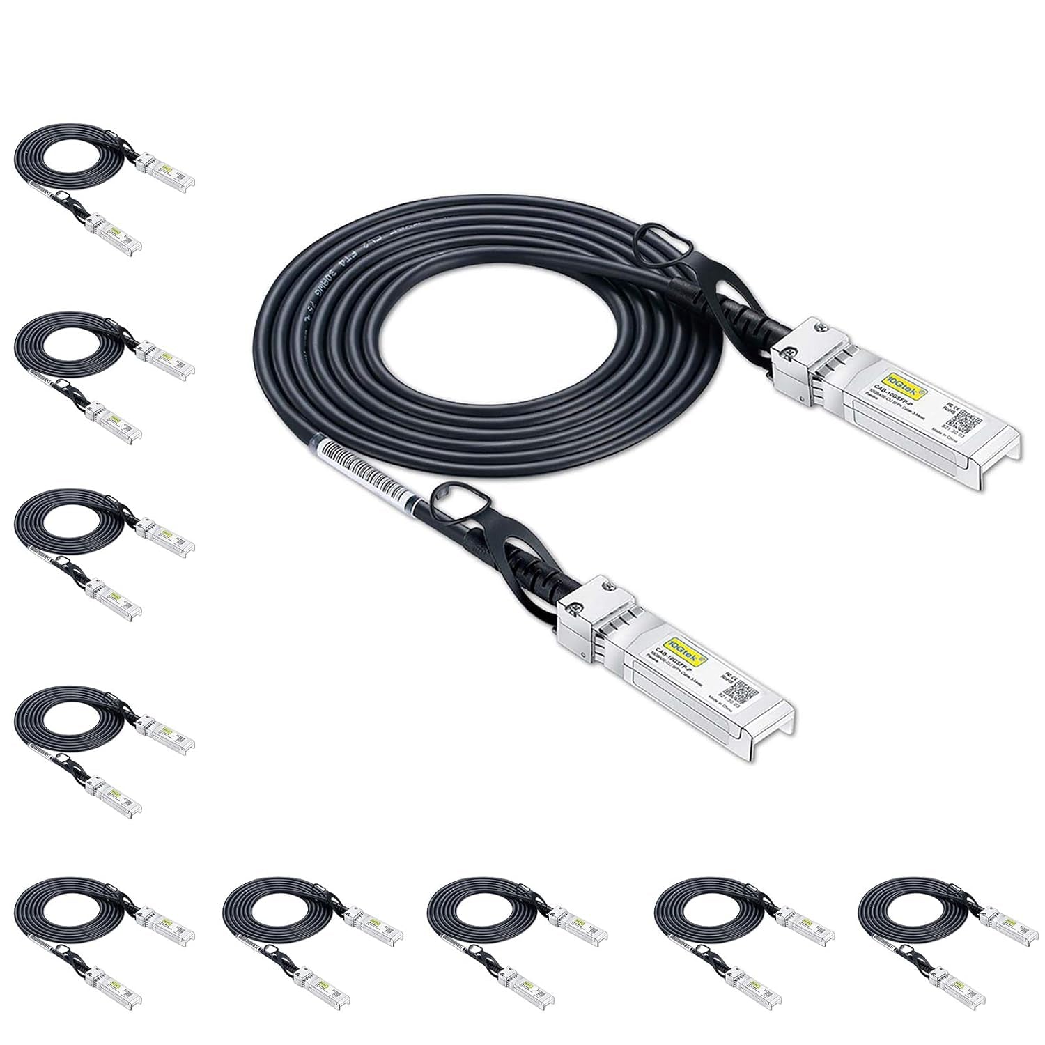 SFP+ DAC Twinax Cable - 10GBASE-CU Passive Direct Attach Copper SFP Cable for Cisco SFP-H10GB-CU2M, Ubiquiti Unifi UC-DAC-SFP+, Meraki, Fortinet, D-Link, 2-Meter(6.6Ft) | 0.25-12M Optional