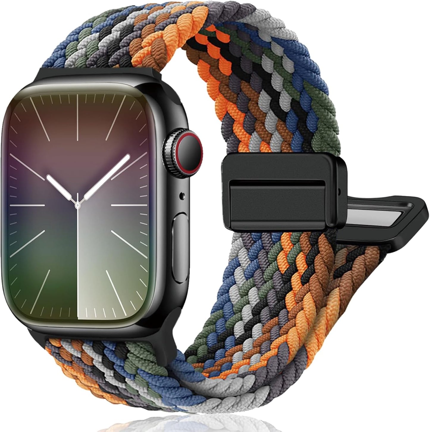 Magnetic Braided Stretchy Loop - Compatible with Apple Watch Band 42Mm 46Mm 40Mm 41Mm 44Mm 45Mm 38Mm Ultra/2 49Mm Women Men,Elastic Woven Fabric Nylon Strap for Iwatch Ultra Series 10 9 8 7 6 5 4 3 SE