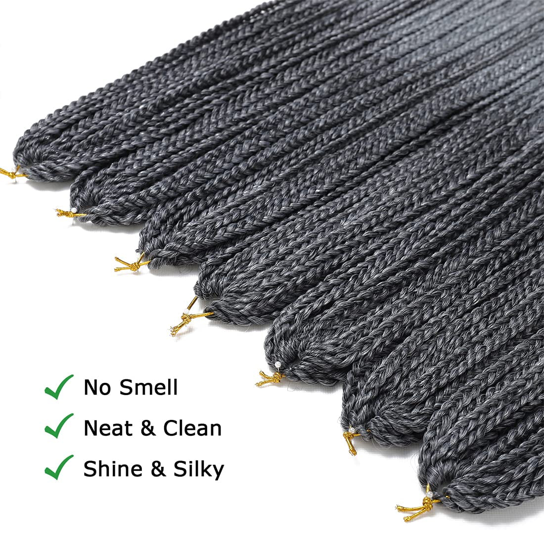 Crochet Box Braids Hair Pre Looped Goddess Box Braids Crochet Braiding Hair 7 Packs Crochet Box Braids 3X Box Braids Crochet Hair (14 Inch, TGRAY)