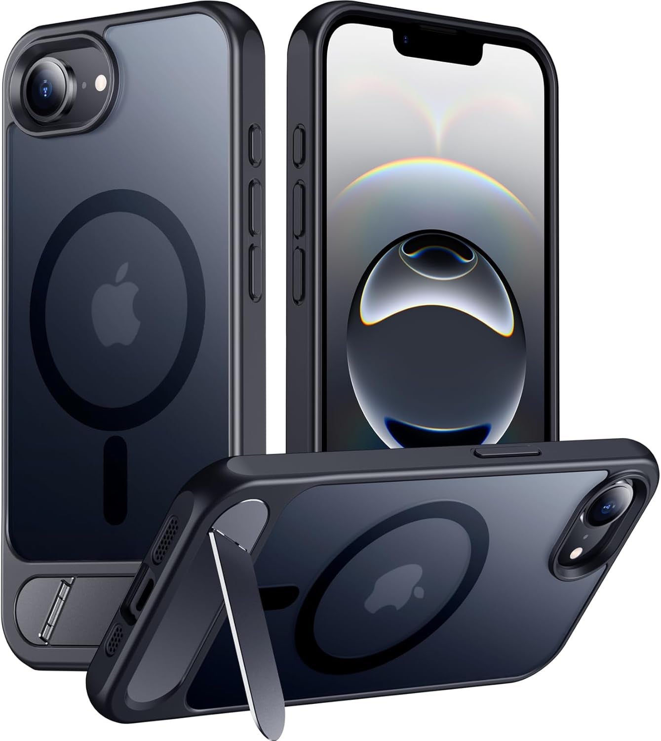 Magnetic Compatible with Iphone 16E Case, [Built-In Invisible Kickstand][Compatible with Magsafe][Military Grade Shockproof] Slim Translucent Matte Case for Iphone 16E 6.1" 2025