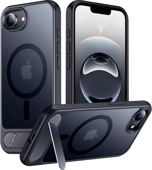 Magnetic Compatible with Iphone 16E Case, [Built-In Invisible Kickstand][Compatible with Magsafe][Military Grade Shockproof] Slim Translucent Matte Case for Iphone 16E 6.1" 2025