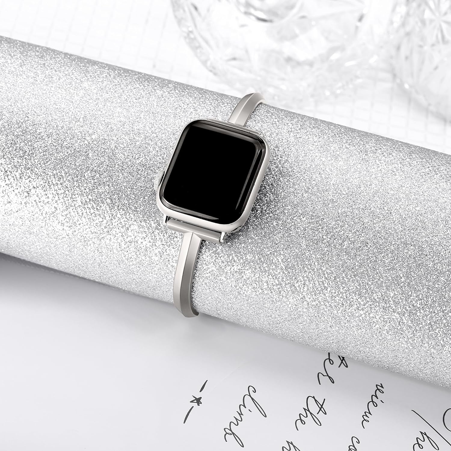 Stainless Steel Band Compatible with Apple Watch Band 38Mm 40Mm 41Mm 42Mm 44Mm 45Mm Iwatch SE Series 9 8 7 6 5 4 3 2 1, Slim Versatile Bangle Bracelet for Women