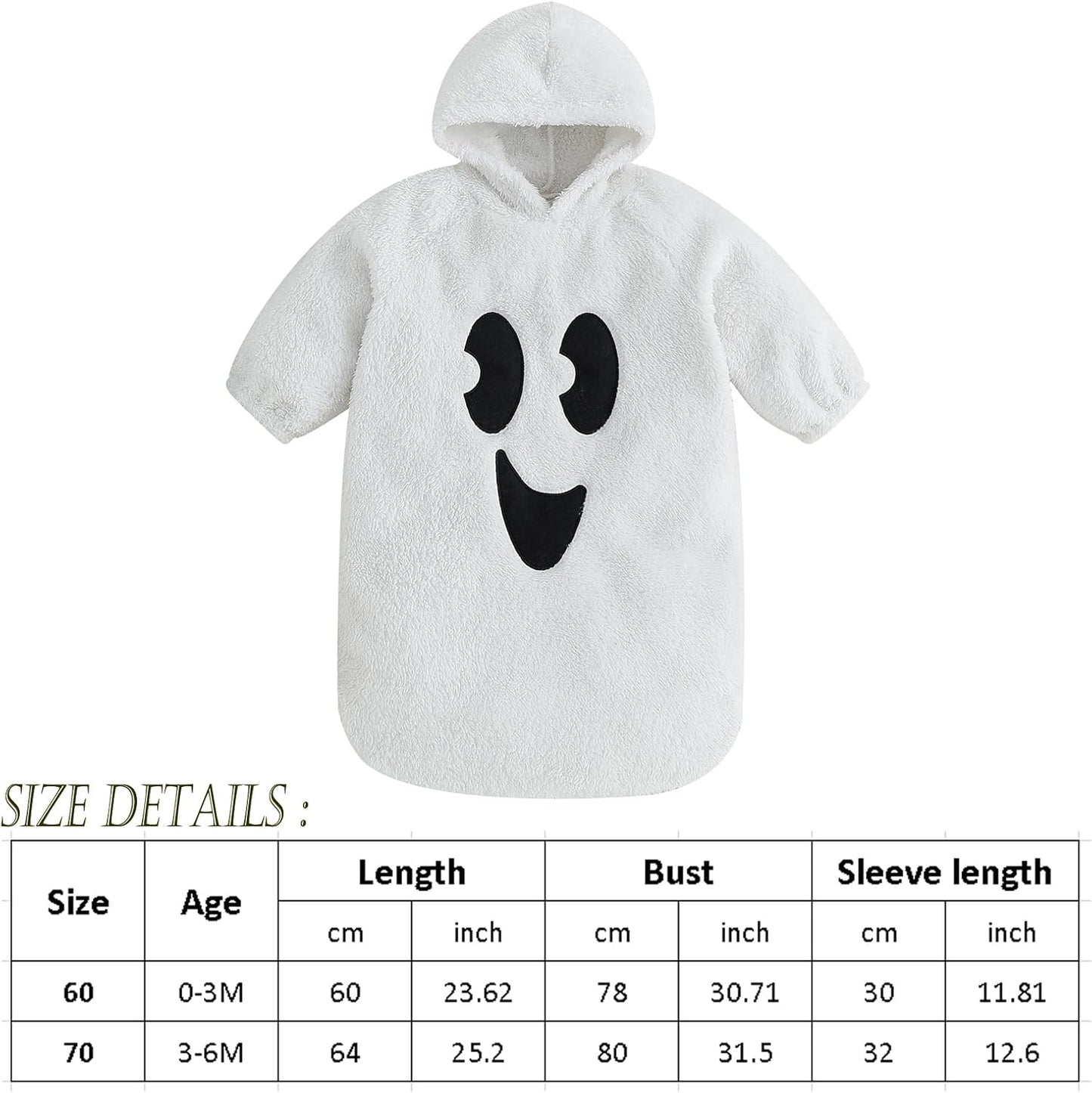 Baby Girl Boy Halloween Costumes Ghost Long Sleeve Hoodie Romper Jumpsuit Cute Baby Halloween Outfit