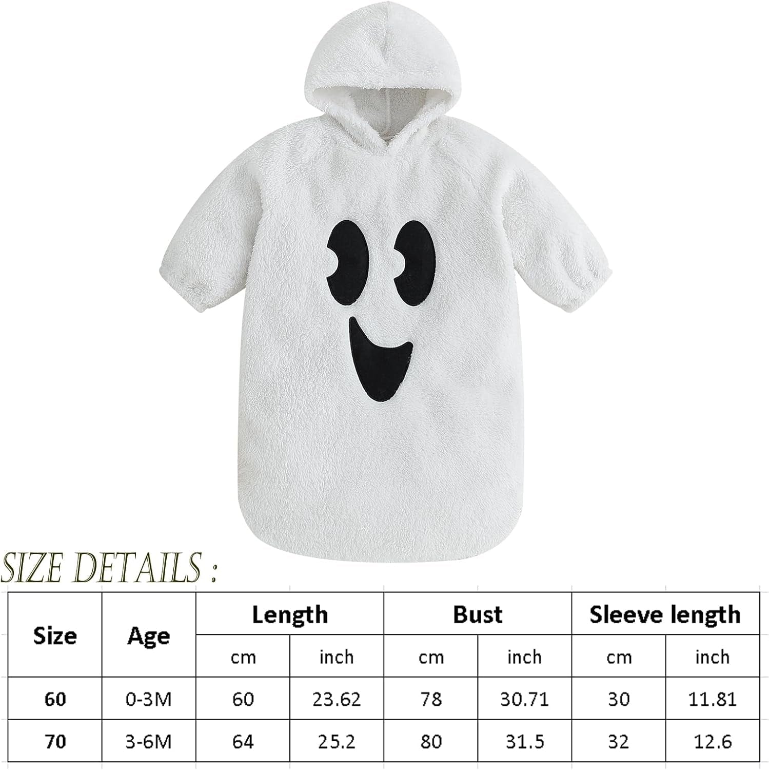 Baby Girl Boy Halloween Costumes Ghost Long Sleeve Hoodie Romper Jumpsuit Cute Baby Halloween Outfit