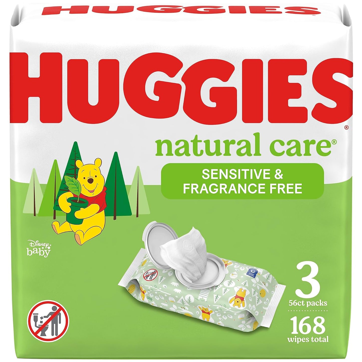 Natural Care Sensitive Baby Wipes, Unscented, Hypoallergenic, 99% Purified Water, 12 Flip-Top Packs (768 Wipes Total), Packaging May Vary