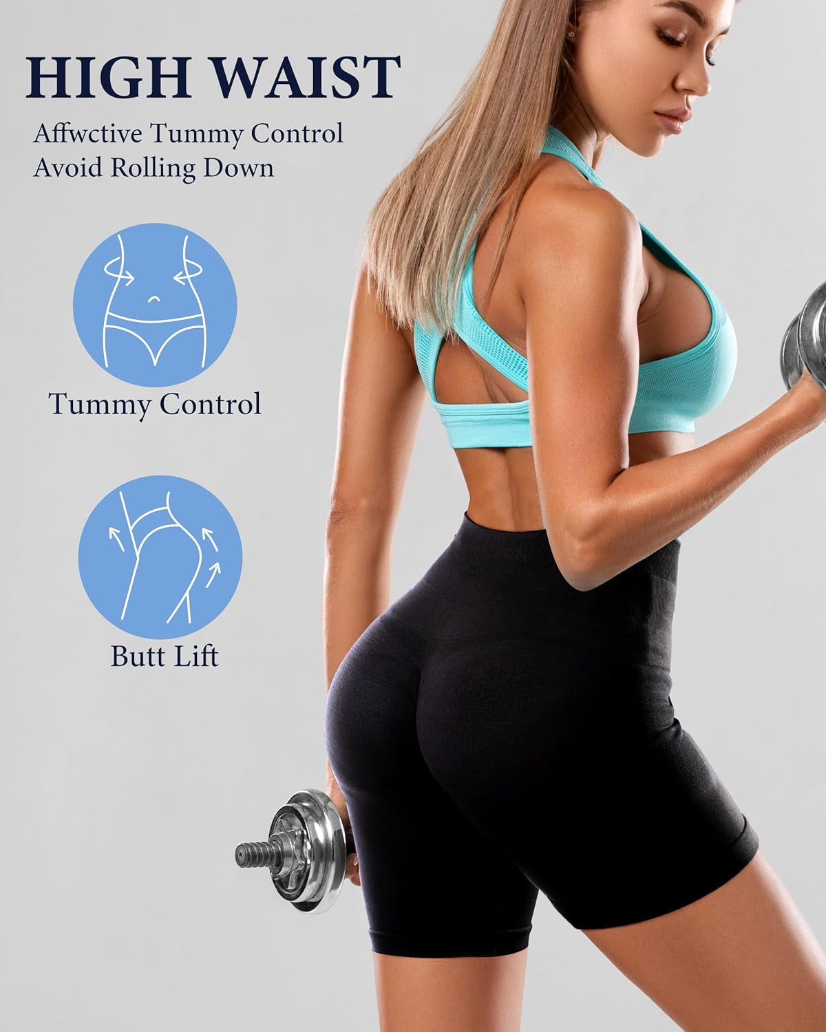 Scrunch Butt Workout Shorts - Women 5" High Waisted Tummy Control Seamless Spandex Short Gym Biker Yoga