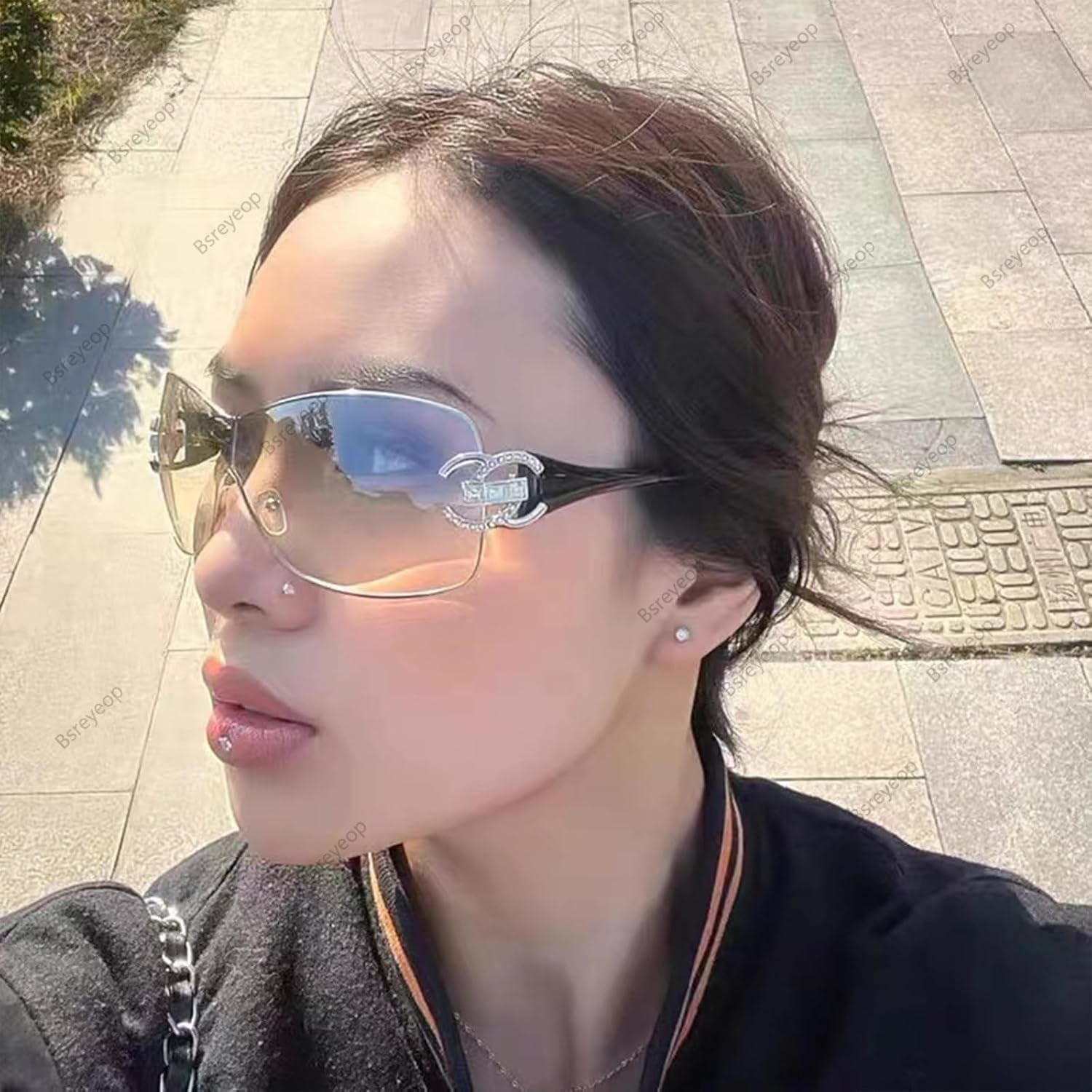 Wrap around Y2K Sunglasses for Women Men Fashion Large Frame One-Piece Shades Trendy Shield Design Gradient Lens