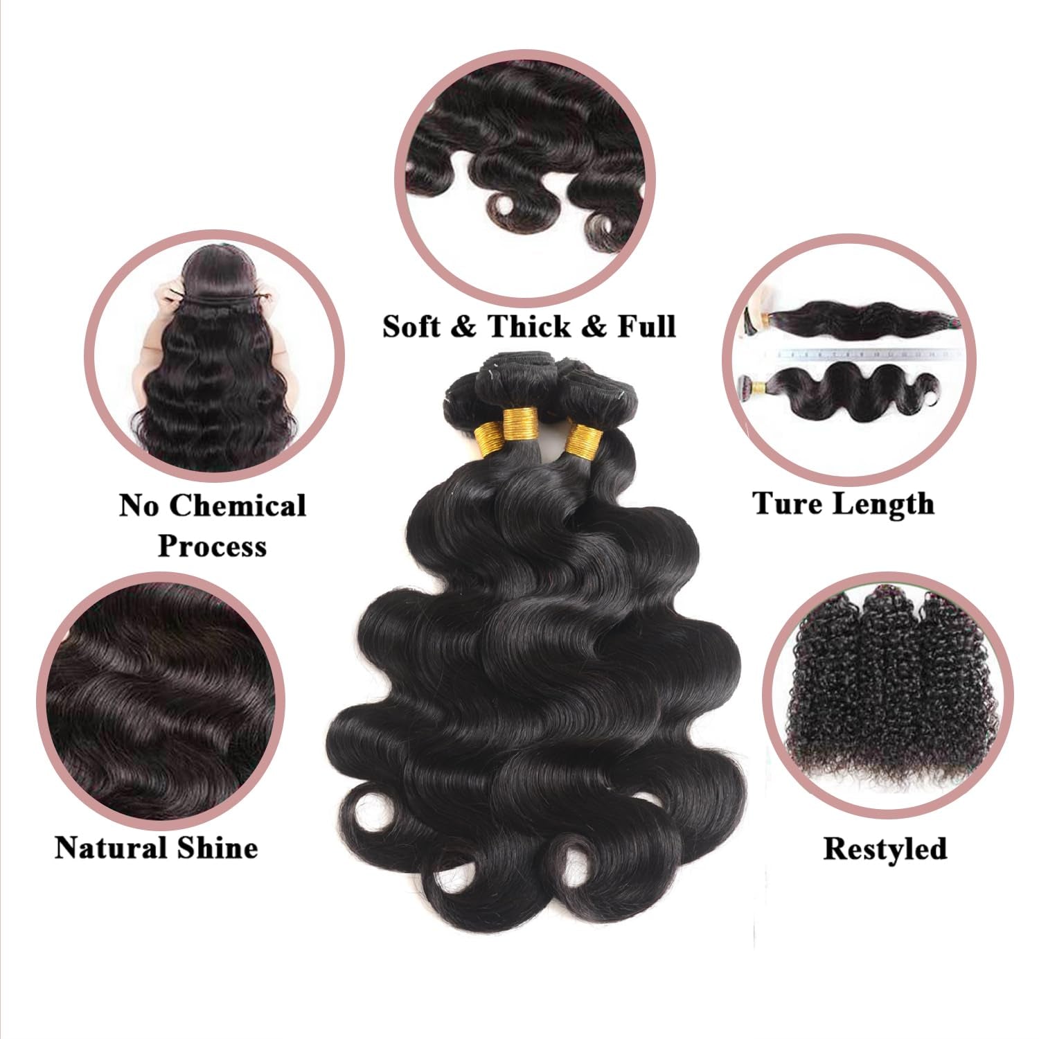 12A Human Hair Bundles 20 22 24 26 Inch Body Wave Bundles Human Hair 100% Unprocessed Brazilian Virgin Hair 4 Bundles Deals Human Hair Extensions Quick Weave Bundles Human Hair Natural Black