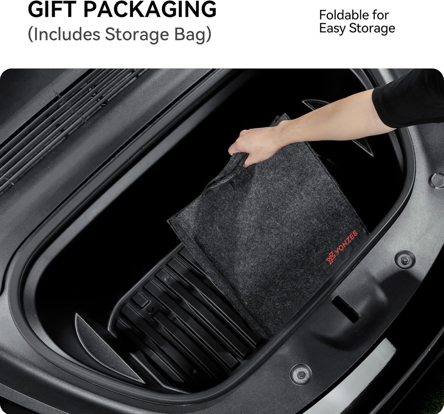 Car Laptop Desk for Tesla Model Y Model 3: Carbon Fiber Texture Tray, Foldable Food Table for Dining, In-Car Work, and Outdoor Travel, 2024 Multi-Functional Tesla Accessories (1 Pack)