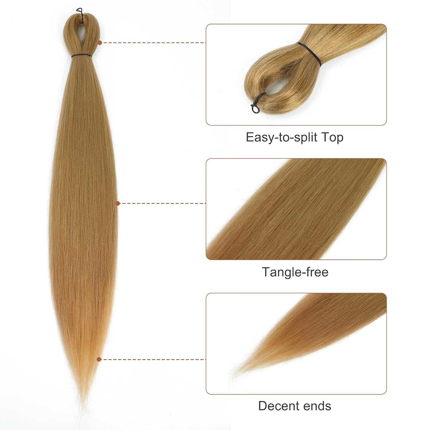 Pre-Stretched Braiding Hair - 16 Inch 8 Packs Blonde Short Braiding Hair for Twist or Box Braids, Yaki Texture Hot Water Setting Synthetic Braiding Hair Extensions (16 Inch, #27-8P)