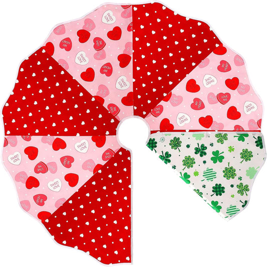 36In Valentine'S Day Tree Skirt Double Sided St. Patrick'S Day Tree Skirt Decorations,Reversible Holiday Tree Mat Party Supplies for Tabletop Trees Decoration
