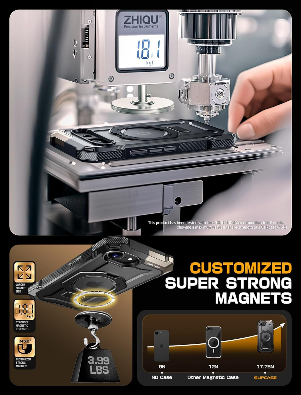 for Iphone 16E Case with Stand (Unicorn Beetle Grip), [Compatible with Magsafe] [Military-Grade Drop Protection] Heavy Duty Rugged Shockproof Magnetic Phone Case for Iphone 16E 6.1", Black