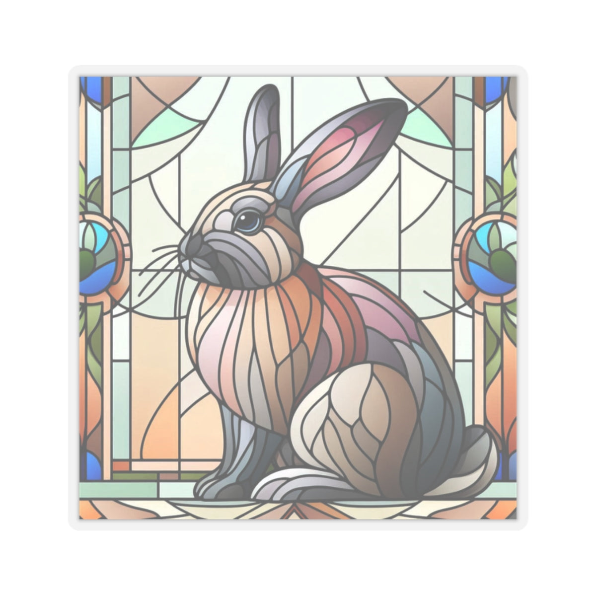 Flemish Giant Rabbit Stained Glass Rabbit Stickers, Cute Decorative Stickers for Laptops, Journals, Scrapbooking, Gifts, Easter Decor