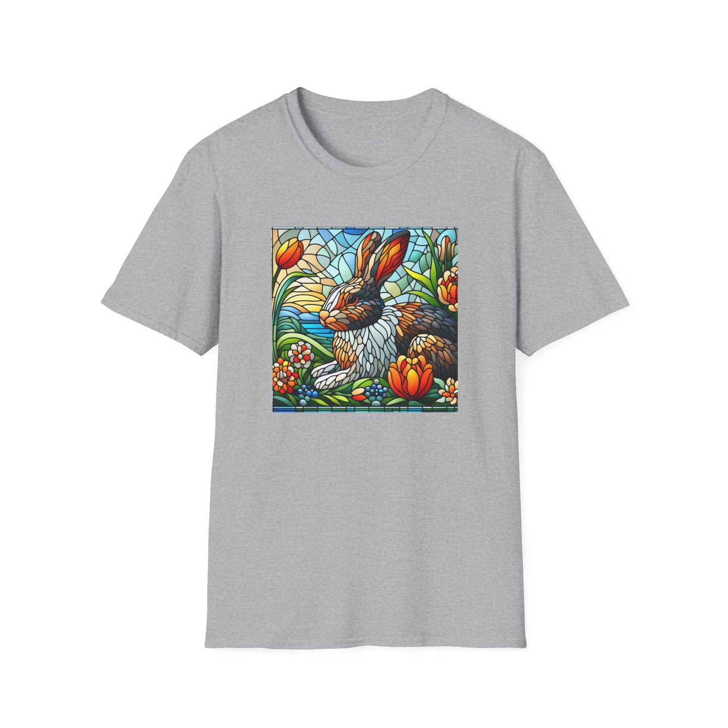 Dutch Rabbit Animal Stained Glass DesignUnisex Softstyle T-Shirt