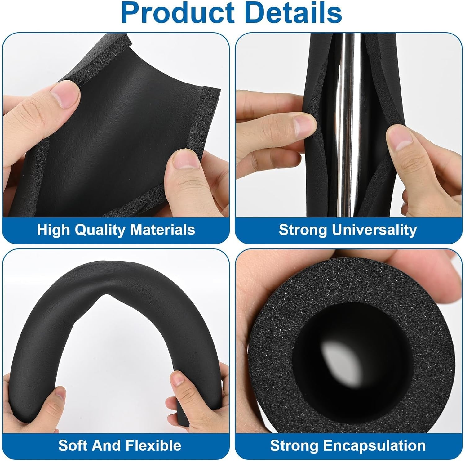 5 Pack Pipe Insulating Foam Tube 1.25 Inch by 6 Ft Foam Tubing Water Pipe Covers with PVC Tape High Density Freeze Protection Rubber Pipe Wrap - Soft and Bendable - Preventing Pipes from Freezing