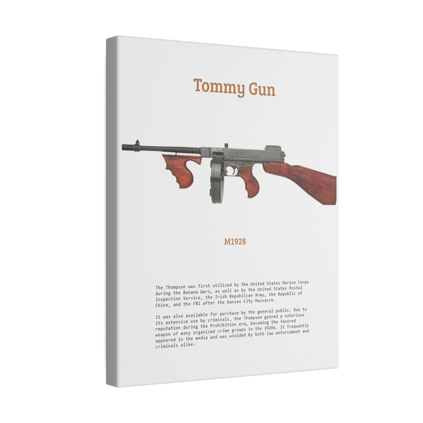 Thompson submachine gun TOMMY GUN M1928 Matte Canvas, Stretched, 0.75" (Multi-Size)