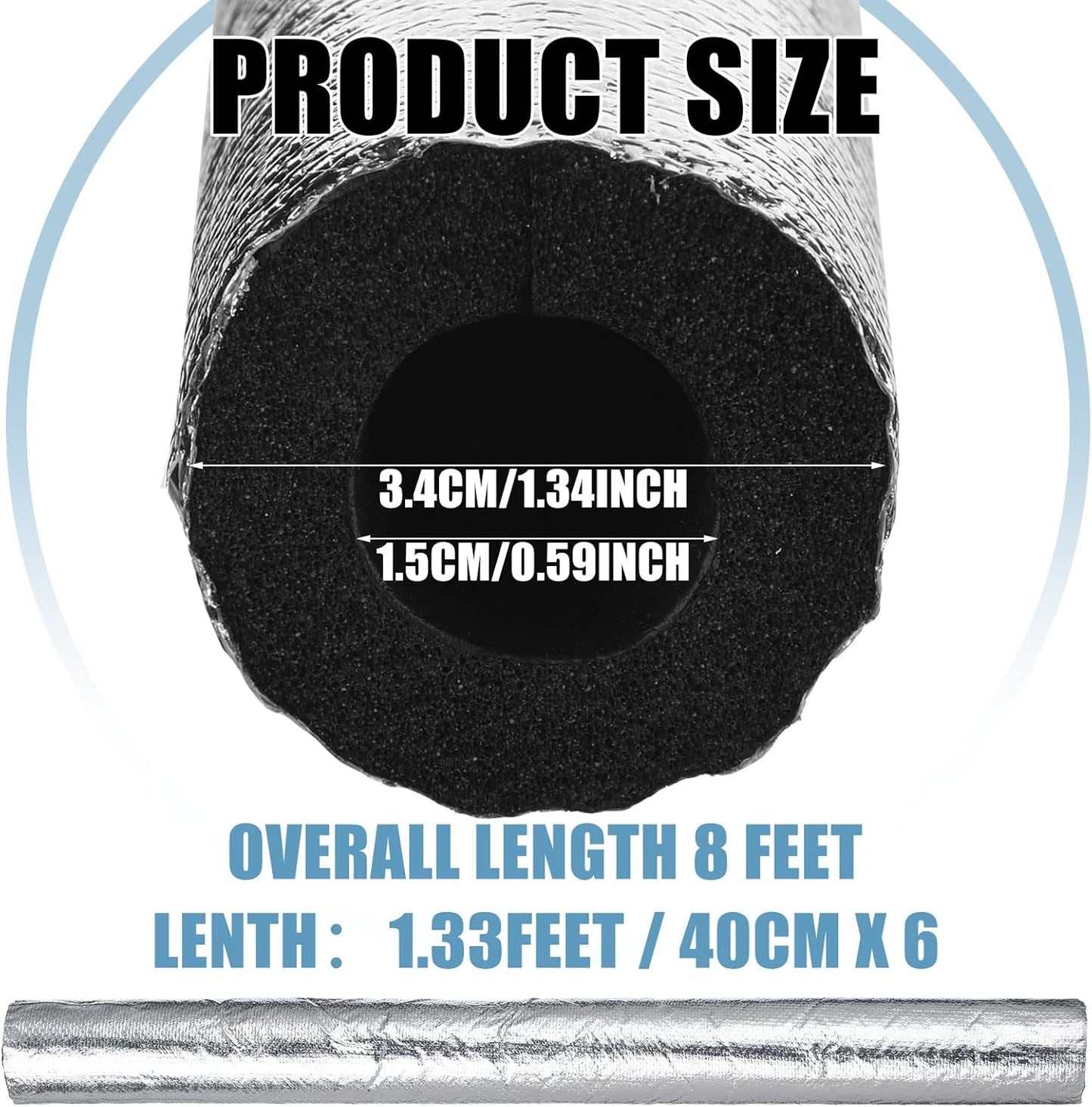 Self Adhesive Foam Pipe 12 Pack Pipe Insulation Freeze Protection for Pipe Insulation Foam Insulation Pipe for Outdoor Water Pipe Insulation, Outdoor Winter Irrigation, Sprinkler(0.6 Inch/ 15 Mm)