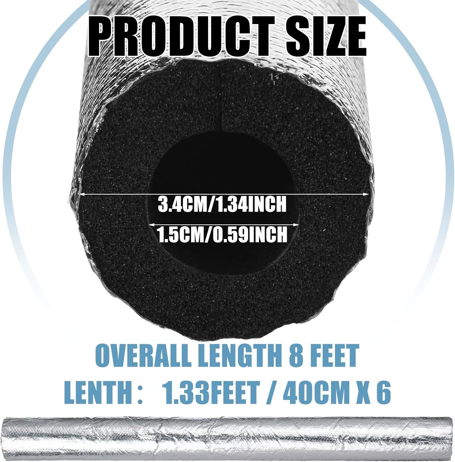 Self Adhesive Foam Pipe 12 Pack Pipe Insulation Freeze Protection for Pipe Insulation Foam Insulation Pipe for Outdoor Water Pipe Insulation, Outdoor Winter Irrigation, Sprinkler(0.6 Inch/ 15 Mm)
