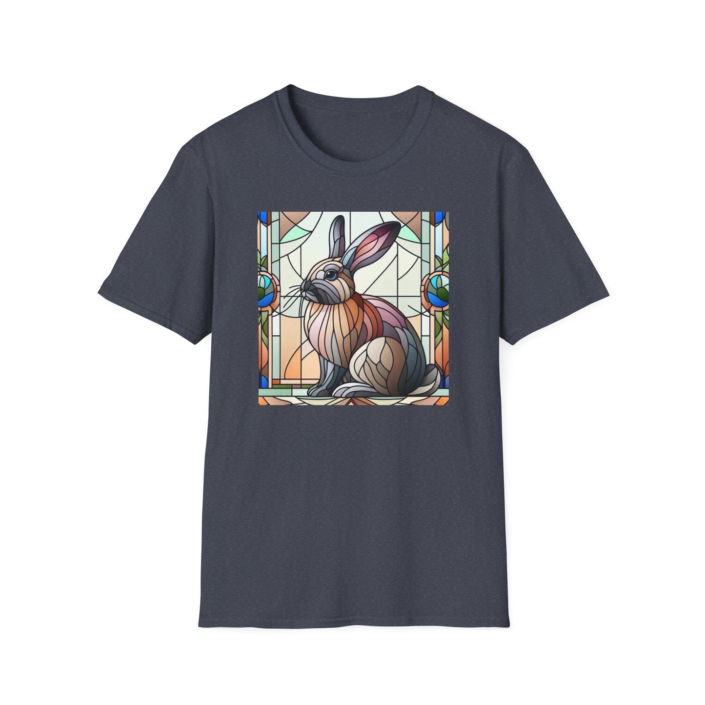 Flemish Giant Rabbit Animal Stained Glass Design Unisex Softstyle T-Shirt