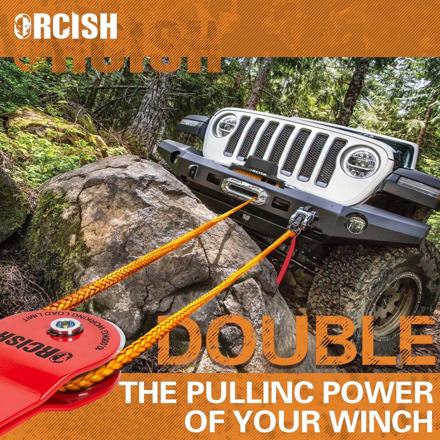 10 Ton Snatch Block, 22,000 LBS Capacity Block and Tackle Pulley System, Work with 0-3/4” Rope, Winch Hook Accessories, Heavy Duty Offroad Recovery Accessory for Truck, Tractor, ATV & UTV