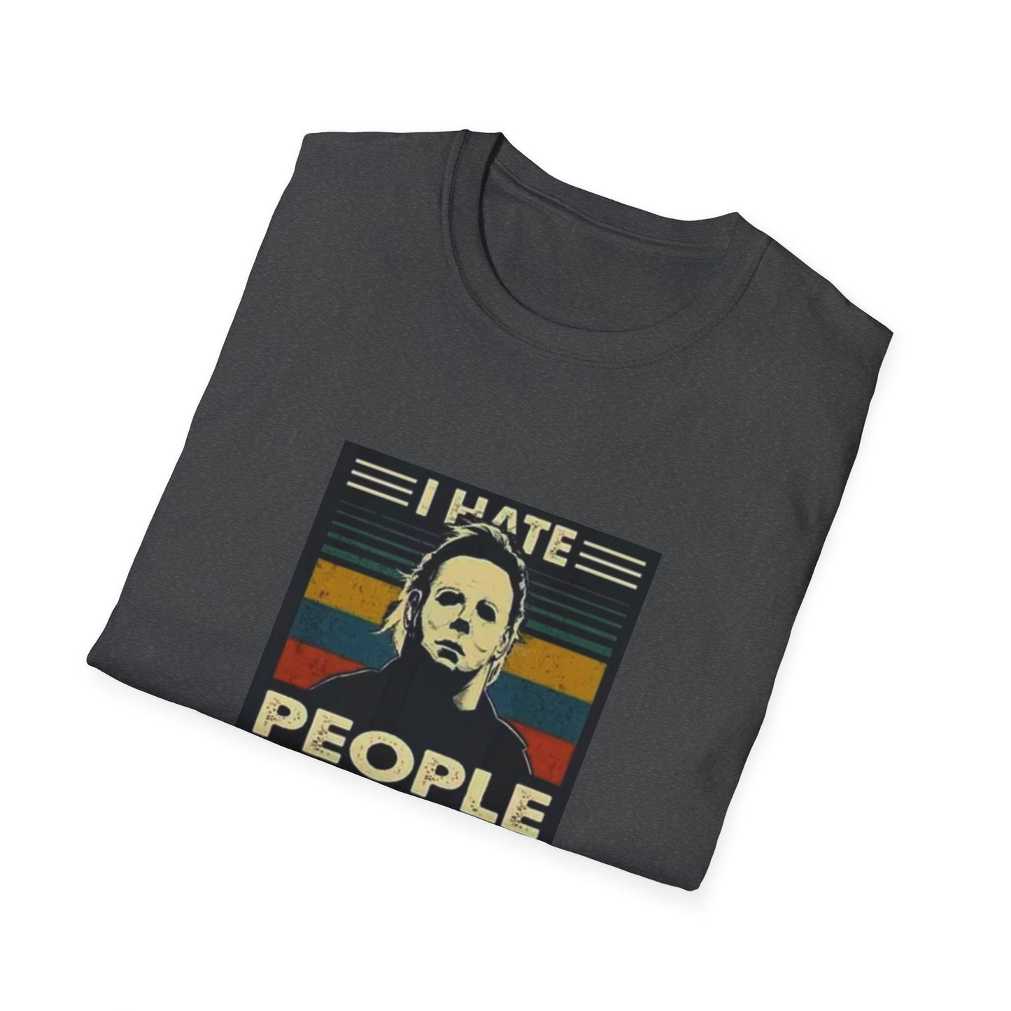 Tees Michael Myers I Hate People Vintage Print Short-Sleeved Tee Men'S Black T Shirt Unisex Softstyle T-Shirt