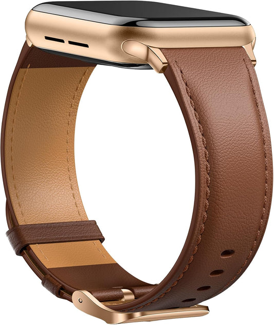 Leather Band Compatible with Apple Watch Bands 44Mm 40Mm 45Mm 42Mm 41Mm 38Mm 49Mm Women Men, Top Grain Genuine Leather Strap Wristband for Iwatch Series 9 8 7 6 5 4 3 2 1 SE Ultra 2 Ultra