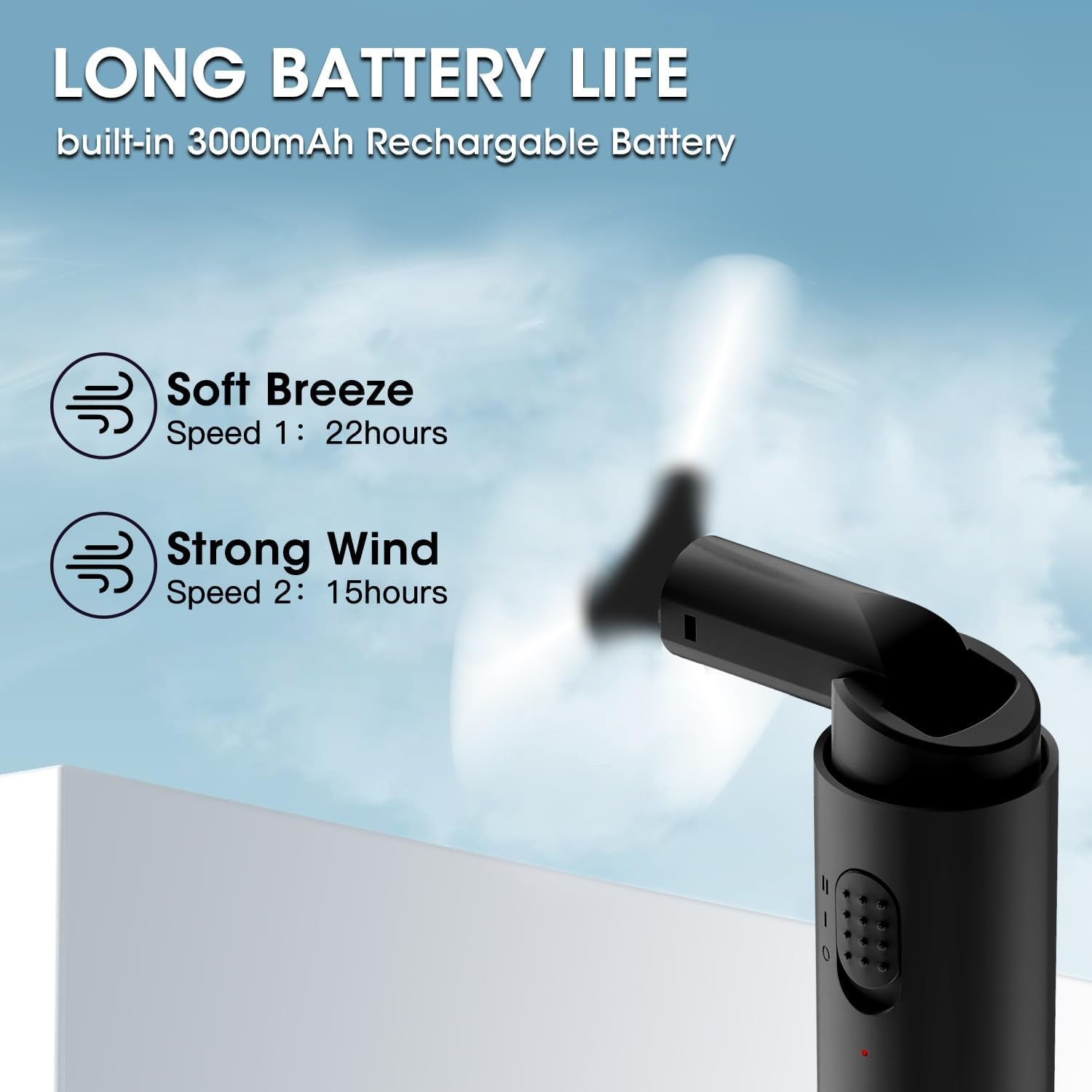 Handheld Fan Rechargeable, Mini Portable Fan Small Hand Fan, 3000Mah Battery Operated 22Hrs+ Makeup Eyelash Fan Personal Fan Gifts for Women Girls Men Travel Indoor Outdoor (Black)