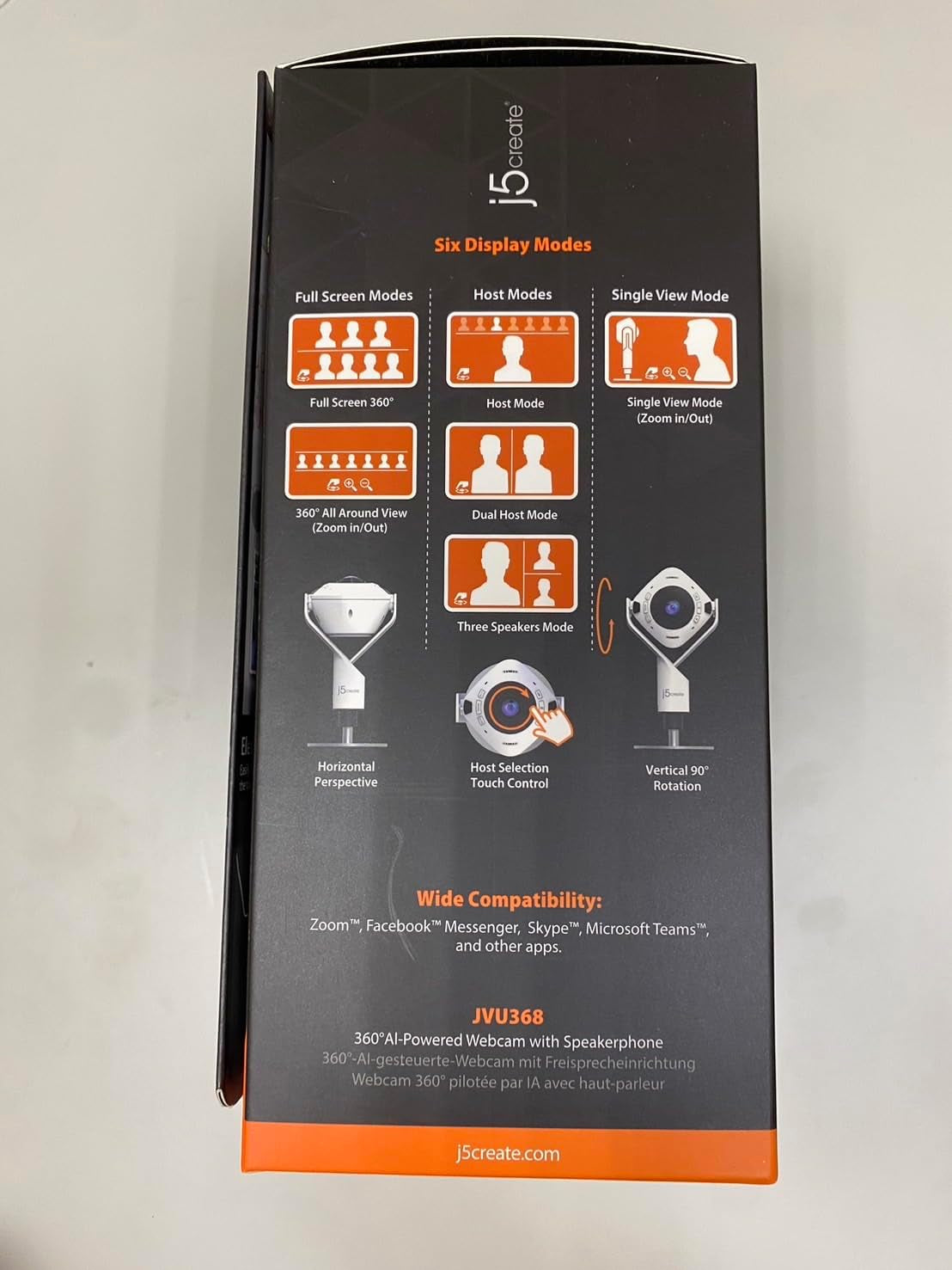 360 All around Ai-Powered Conference Room Camera with Speakerphone, Smart-Tracking, Auto-Framing, Include a Remote Control (JVU368)