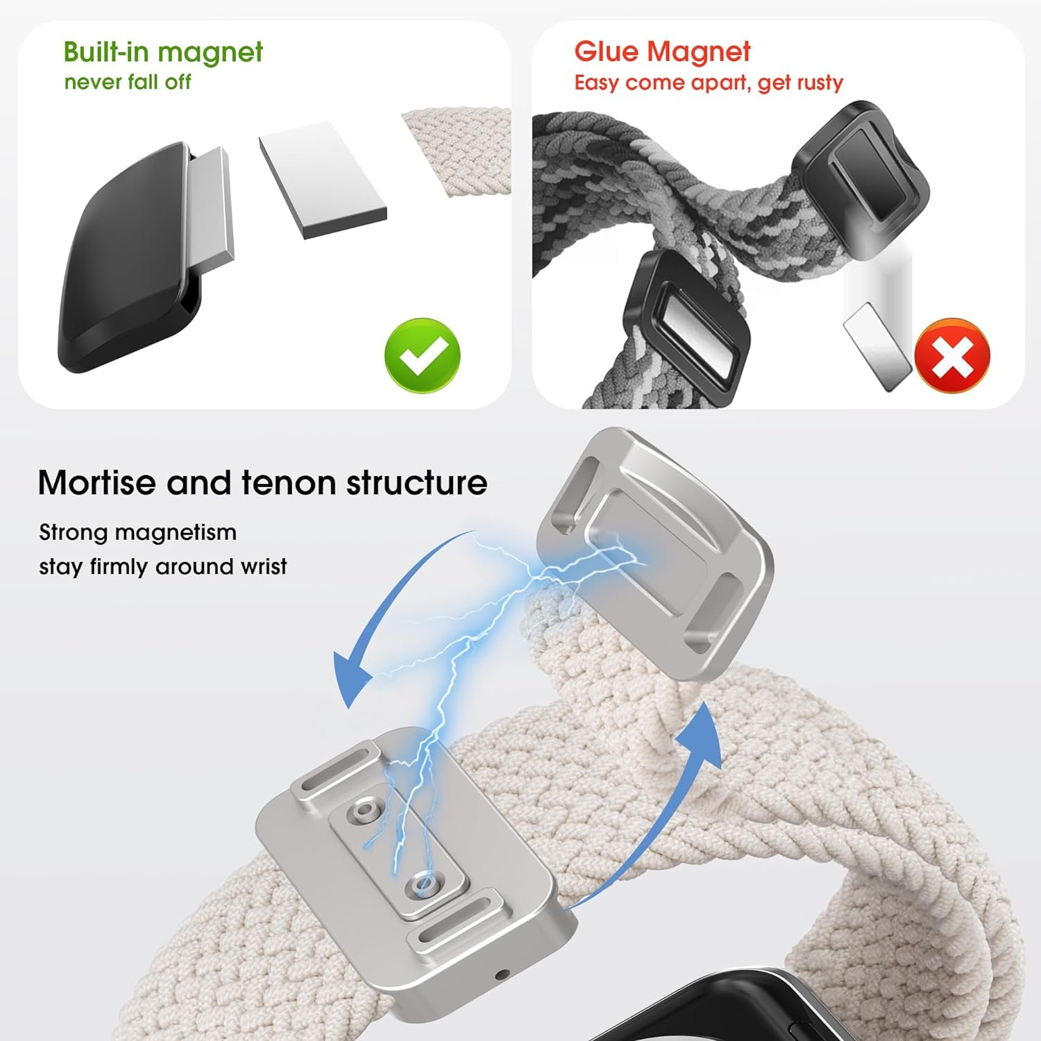 Magnetic Stretchy Watch Band Compatible for Apple Watch Band 38Mm 40Mm 41Mm,Comfortable Adjustable Straps Wristbands for Iwatch Series 9 8 7 6 5 4 SE 3 2 1 Ultra 1 2 Women Men,Starlight