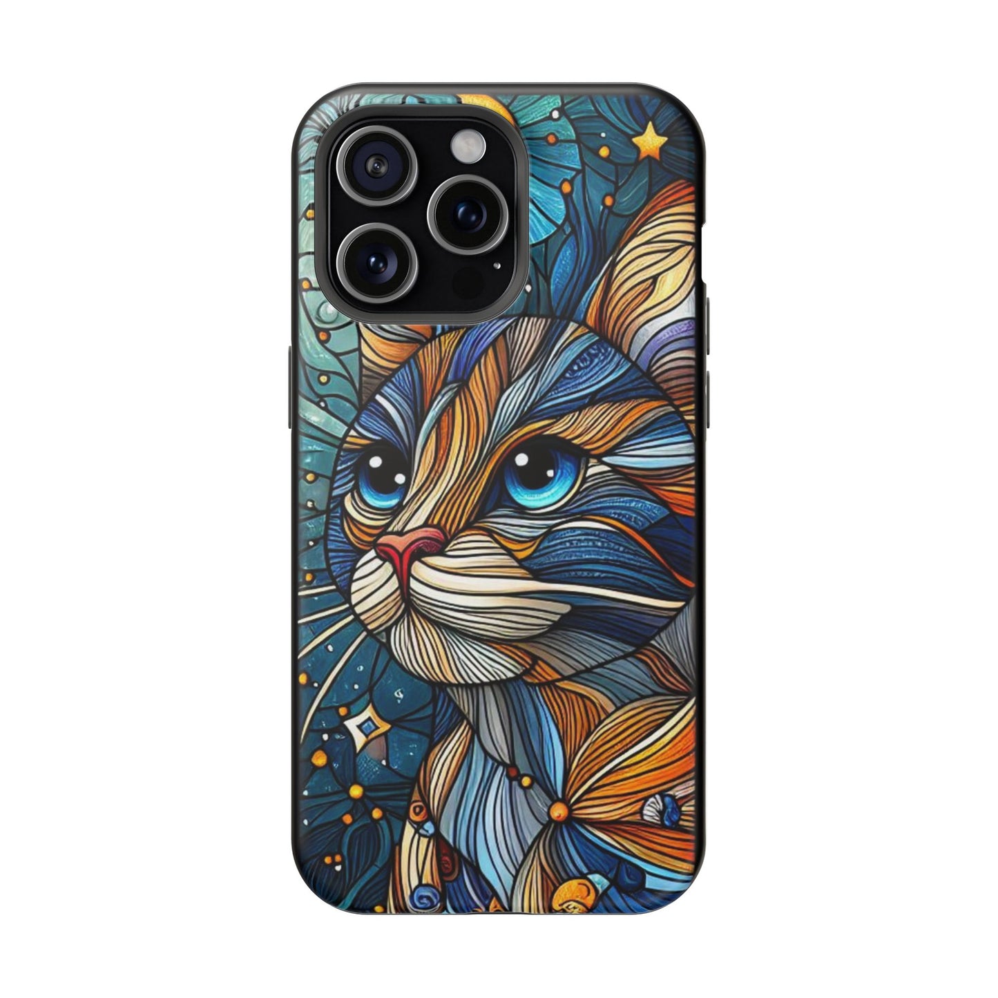 Cat-Stained Glass Magnetic Tough Cases