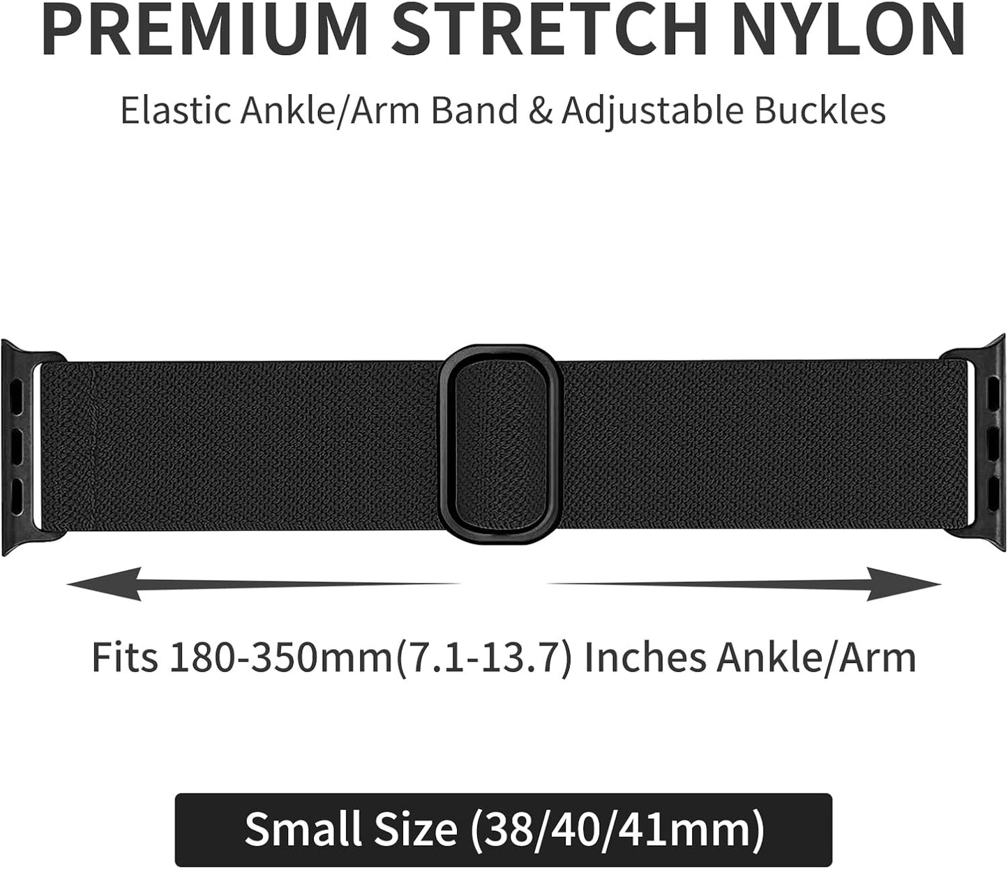 Elastic Ankle/Arm Band Compatible with Apple Watch 49Mm 46Mm 45Mm 44Mm 42Mm 41Mm 40Mm 38Mm, Nylon Armband for Iwatch Ultra SE Series 10 9 8 7 6 5 4 3 2 1, Sport Loop Ankle Strap for Women Men