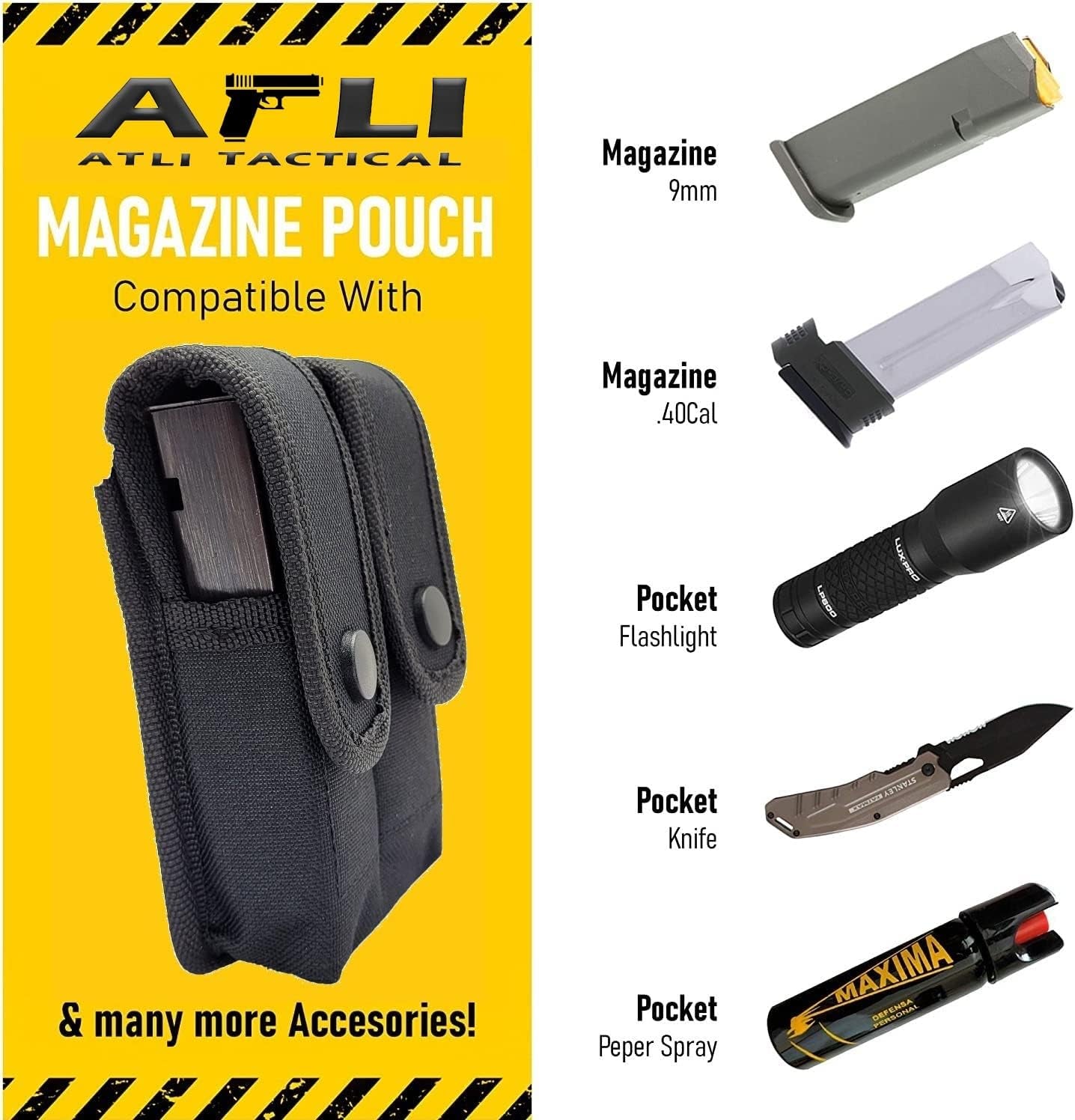 Magazine Pouch - Tactical Dual Stack Gun Mag Holster - Nylon Universal Belt Double Ammo Holder - Fits 9Mm .40 .380 10Mm for Glock Canik S&W M&P Sig Sauer Ruger Walther HK Pistols Etc - 4 Variation