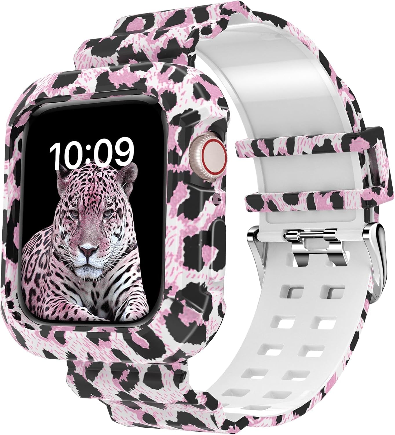 Compatible for Clear Apple Watch Band with Bumper Case, Women Men Glitter Bling TPU Sport Strap for Iwatch SE Ultra Series 10 9 8 7 6 5 4 3 2 1