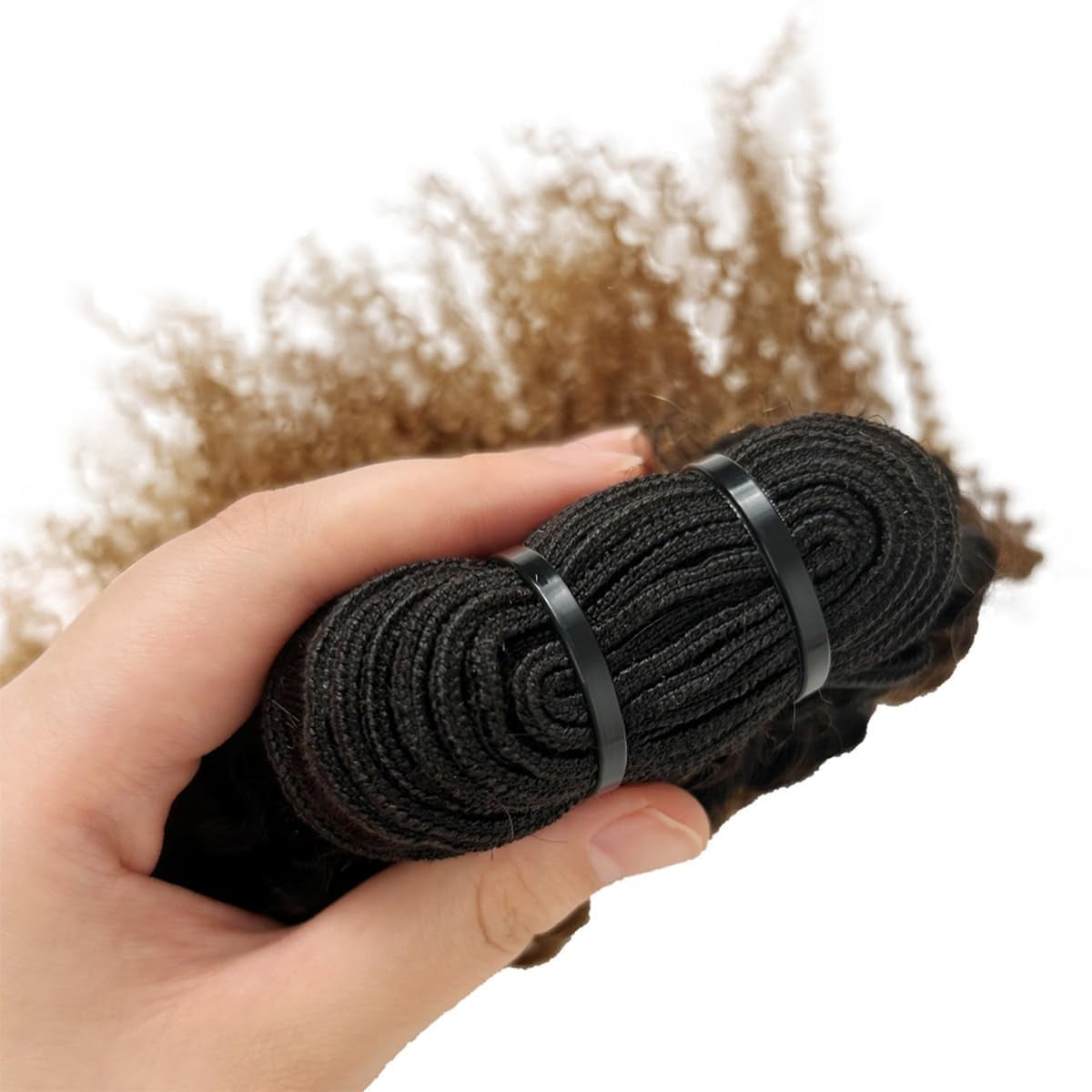 Mongolian Ombre Afro Kinky Curly Bundles Human Hair 8 10 12 Inch 1B/30 Black Brown 4B 4C Afro Kinkys Human Hair Bundle Curly Weave Bundles Unprocessed Virgin Hair Extensions for Black Women