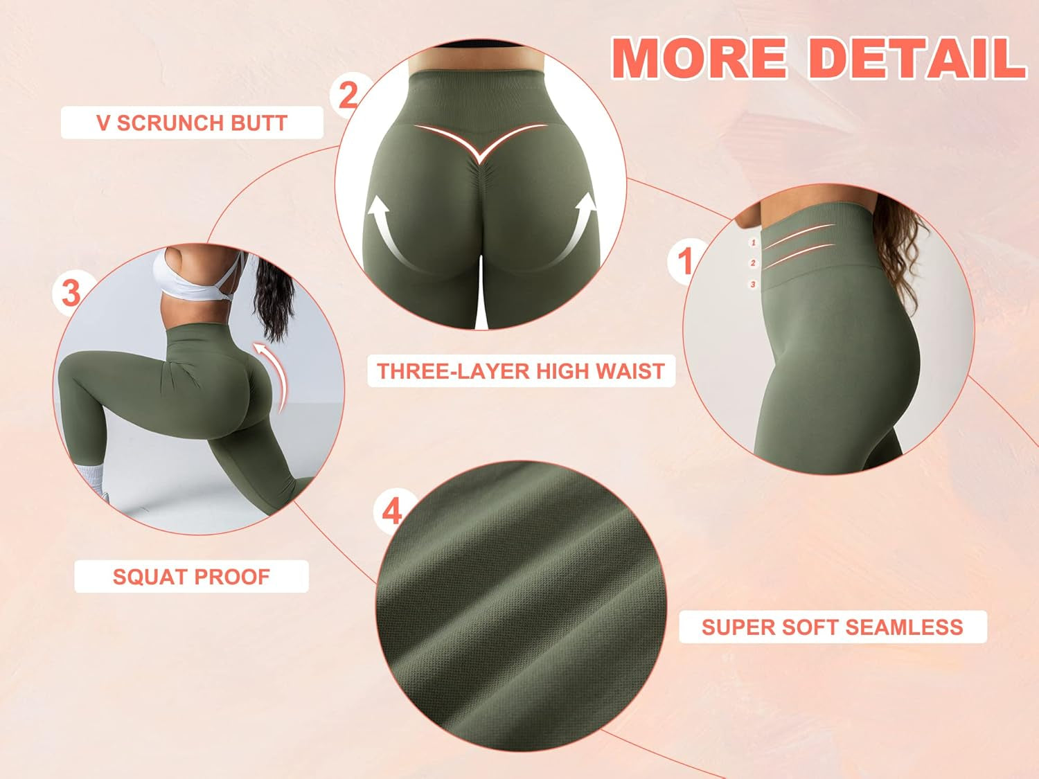 Womens Seamless Butt Lift Leggings High Waisted Yoga Pants Ribbed Workout Slimming Tights