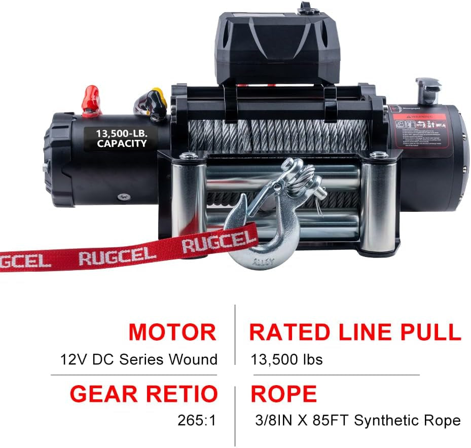 13500Lb Waterproof Electric Truck Winch 12V Steel Rope Jeep Winch with Roller Fairlead, Wired Handle and 2 Infrared Remote,For UTV ATV & Jeep Truck and Wrangler in Car Lift TRUCK DRIVER