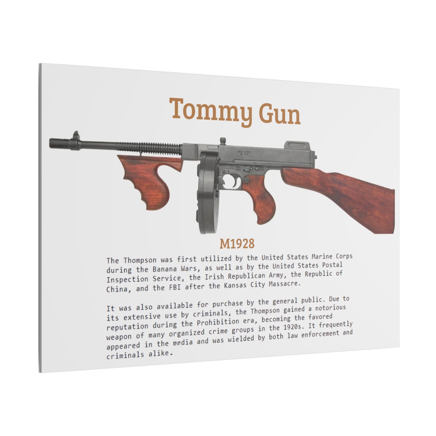 Thompson submachine gun TOMMY GUN M1928 Matte Canvas, Stretched, 0.75" (Multi-Size)