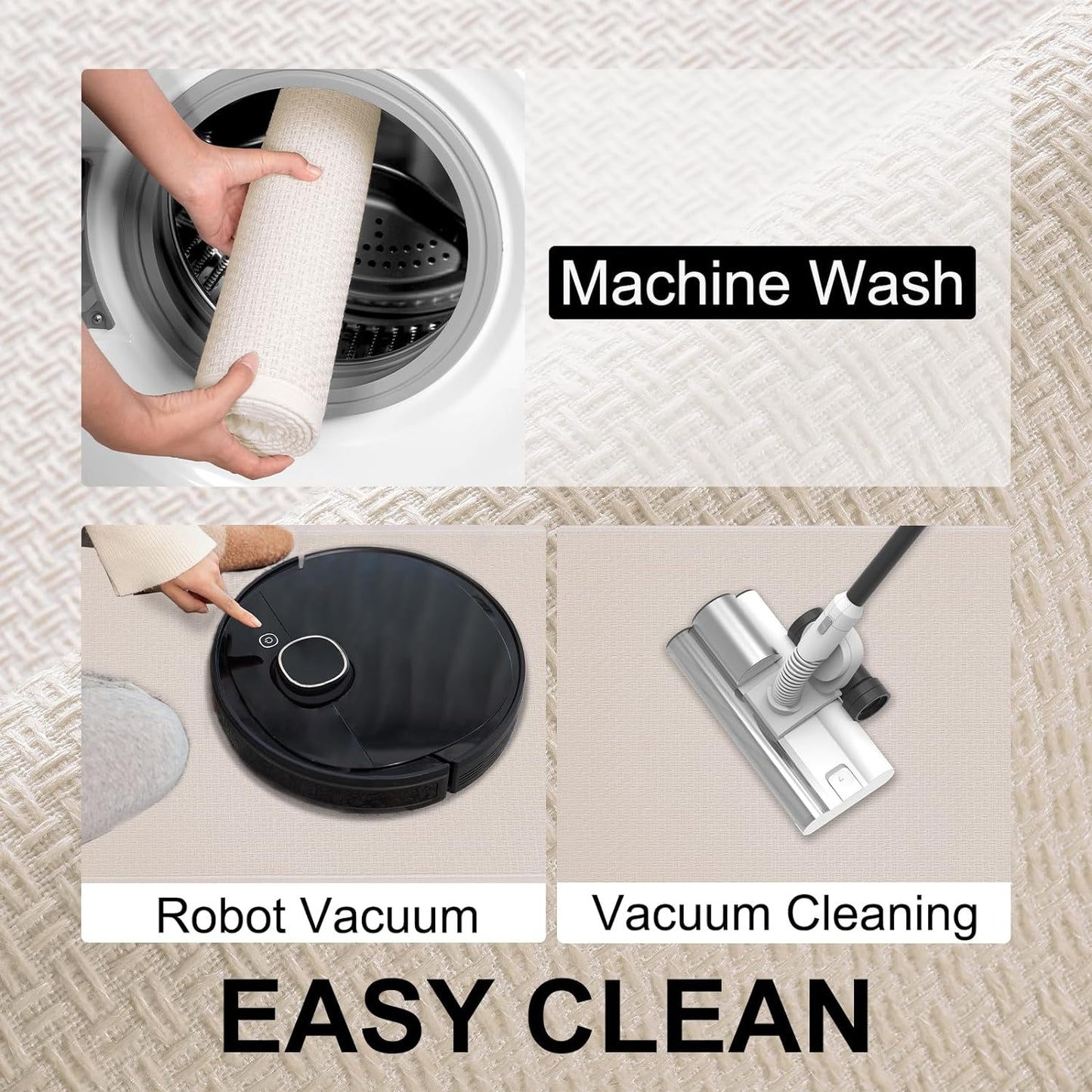 Stair Treads Carpet for Wooden Steps with Non Slip Rubber Backing, 100% Polyester Soft Stairs Resistant Indoor Skid Runner Safety Rugs for Kids Elders and Pets (1, Cream, 31" * 31")