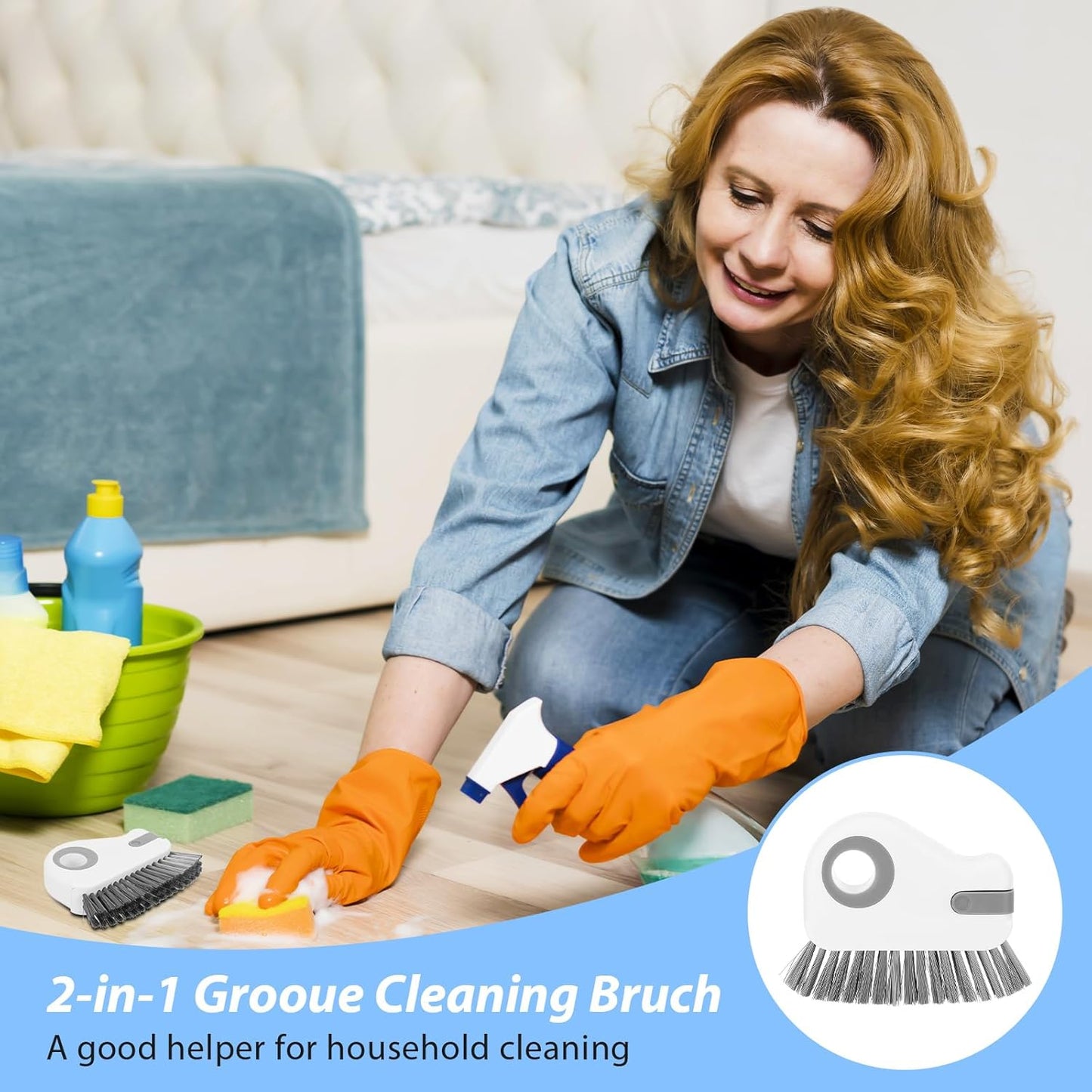 2PCS 2 in 1 Groove Cleaning Brush Window Track Cleaning Tools Hard Bristle Crevice Cleaning Brush Grout Grip Brush Kitchen Utensils for Door Track Window Sill Seal Household Small Stiff